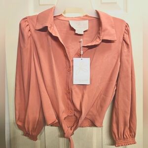 Gal meets glam Rosetta Rosa pink crop top blouse sz 4 nwt